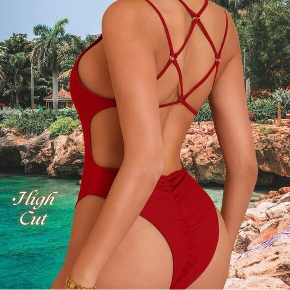 ShawGobow Backless, High Cut Monokini,One Piece Cheeky Bathing Suit NWOT - Picture 5 of 6